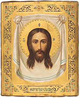 A RUSSIAN ICON OF THE MANDYLION (SPAS NERUKOTVONY), EARLY 19TH CENTURY