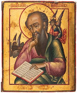 A RUSSIAN ICON OF ST. JOHN THE EVANGELIST IN SILENCE, EARLY 19TH CENTURY