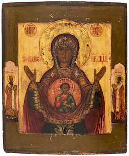 A RUSSIAN ICON OF OUR LADY OF THE SIGN (ZNAMENIE), EARLY 19TH CENTURY