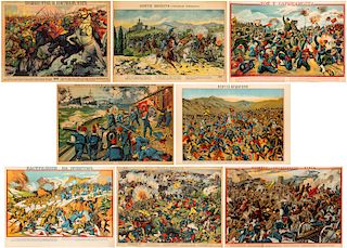 A GROUP OF EIGHT RUSSIAN LUBOK POSTERS OF THE RUSSO-TURKISH WAR, CIRCA 1914-1916