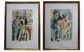 (2) Guy Neyrac  (France, 1900 - 1950) Watercolors
