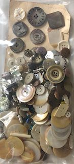 HEAVY BAG LOT OF MOSTLY PEARL BUTTONS
