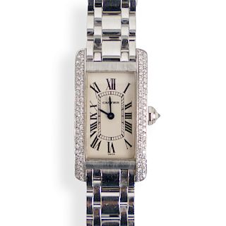 Cartier 18k and Diamond Tank Americaine Watch