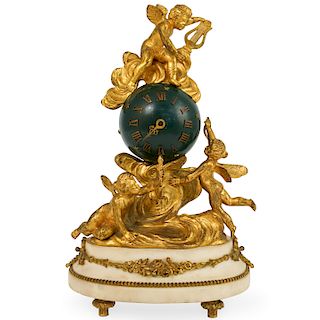 French Gilt Bronze and Marble Clock