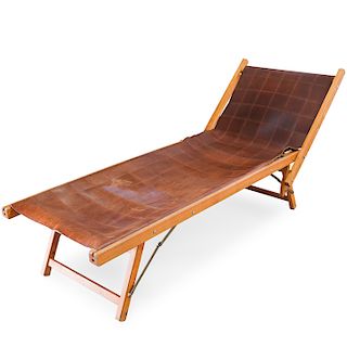 Henry Beguelin for Barneys Leather Chaise Lounge
