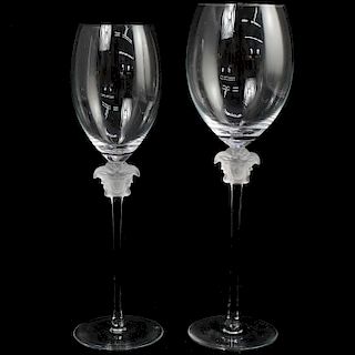 Two Rosenthal Versace Lumiere Wine Glasses
