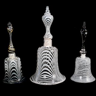 (3 Pc) Collection Of Art Glass Dinner Bells