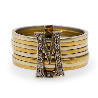 18k Gold and Diamond Mechanical Ring