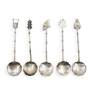 (5 Pc) Sterling Silver Japanese Demitasse Spoons