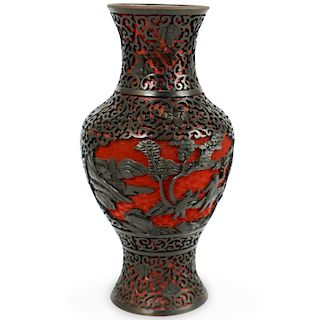Chinese Two Toned Lacquered and Cinnabar Vase