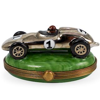 Limoges Porcelain Race Car Trinket Box