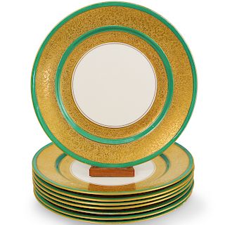(8 Pc) Bishop and Stonier Gilded Porcelain Dinner Plates