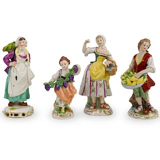 (4 Pc) Dresden Porcelain Figurines
