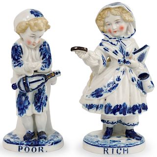 (2 Pc) Rich and Poor Porcelain Figurines