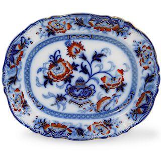 Antique Flow Blue Porcelain Serving Platter