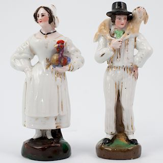 (2 Pc) Antique Porcelain Figurines