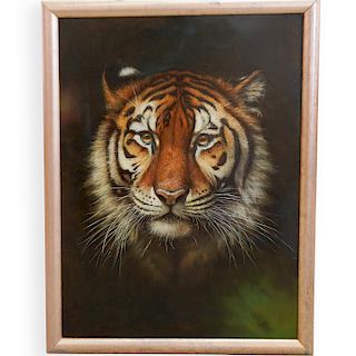 Signed Tiger Oil on Canvas Painting