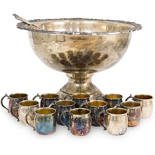(14 Pc) F.B Rogers Silver Plated Punch Bowl Set