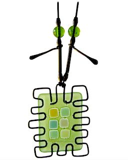 Frances and Michael Higgins Studio American Modern Abstract Glass Wire Necklace
