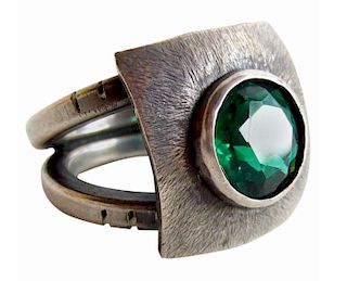 James Parker Faceted Gemstone Sterling Silver San Diego Modernist Ring