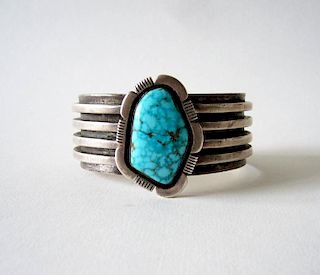 Turquoise Sterling Silver Navajo Cuff Bracelet