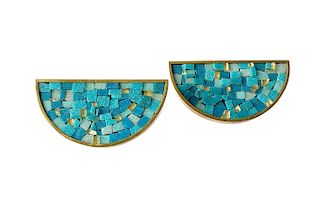 Italian Modernist Mosaic Tile Door Drawer Pull Handles