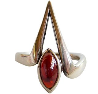 Jack Nutting Garnet Sterling Silver California Modernist Ring