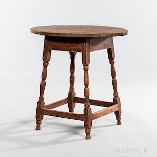 Small Red-painted Maple and Ash Oval-top Tea Table