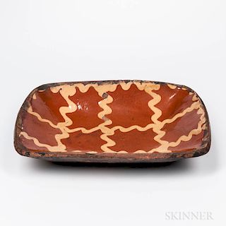 Rectangular Slip-decorated Redware Loaf Dish