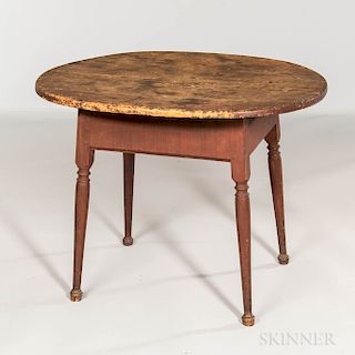 Red-painted Oval-top Tavern Table