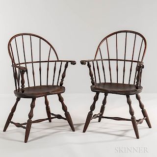 Pair of Painted Windsor Sack-back Chairs