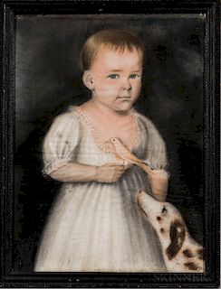 American School, Late 18th Century  Portrait of Mary Louise Burrows, of Stonington/Mystic, Connecticut, area, Age 11 Months