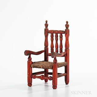 Red-painted Miniature Bannister-back Great Chair