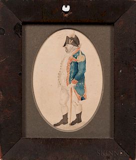 American School, c. 1790  Miniature Portrait of an American Militia Officer