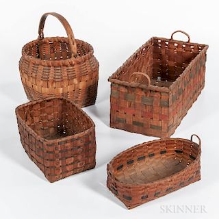 Four Native American Paint-decorated Baskets