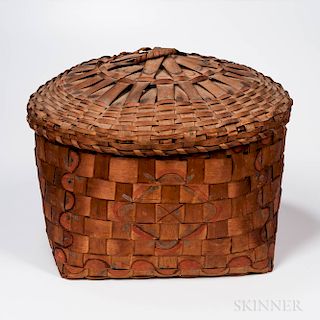 Large Covered Native American Paint-decorated Basket