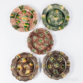 Five Press-molded Tortoiseshell-glazed Earthenware Plates