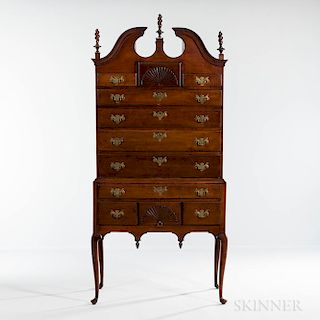 Cherry Scroll-top High Chest of Drawers