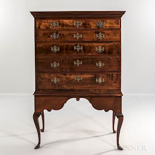 Queen Anne Tiger Maple Chest-on-Frame