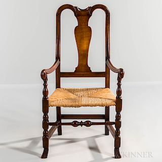Queen Anne Carved Maple Armchair
