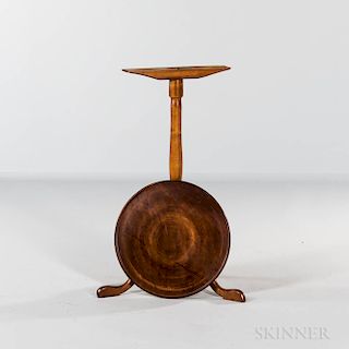 Chippendale Walnut and Maple Candlestand