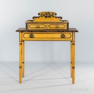 Diminutive Yellow-painted, Putty-painted, and Paint-decorated Dressing Table