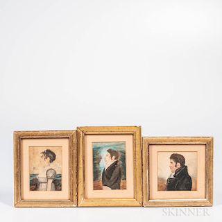 Alpheus Chapin (Massachusetts, 19th Century)  Three Miniature Portraits: Horrace Billings Chapin, Sophia Chapin, and a Self Portrait