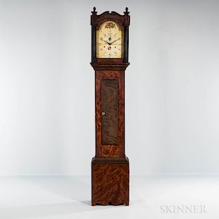 Grain-painted Wooden Works Tall Case Clock