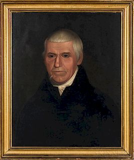 Deacon Robert Peckham (Massachusetts, 1785-1877)  Portrait of a Man in a Black Jacket