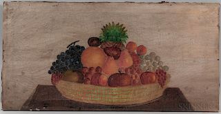 American School, 19th Century  Still Life Basket of Fruit