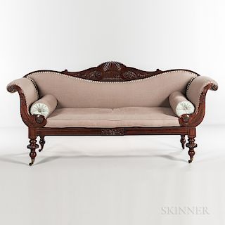 Classical Carved Mahogany Scroll-arm Sofa