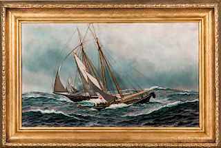 Antonio Nicolo Gasparo Jacobsen (Danish/American, 1850-1921)  Gloucester Fisherman on the Banks