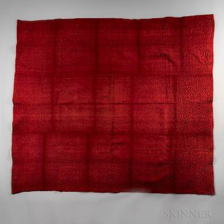 Red Linsey Woolsey Coverlet
