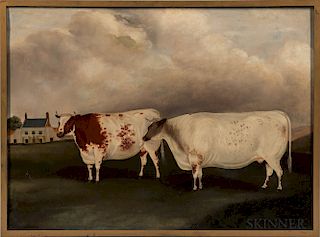 Anglo/American School, 19th Century  Portrait of Two Cows